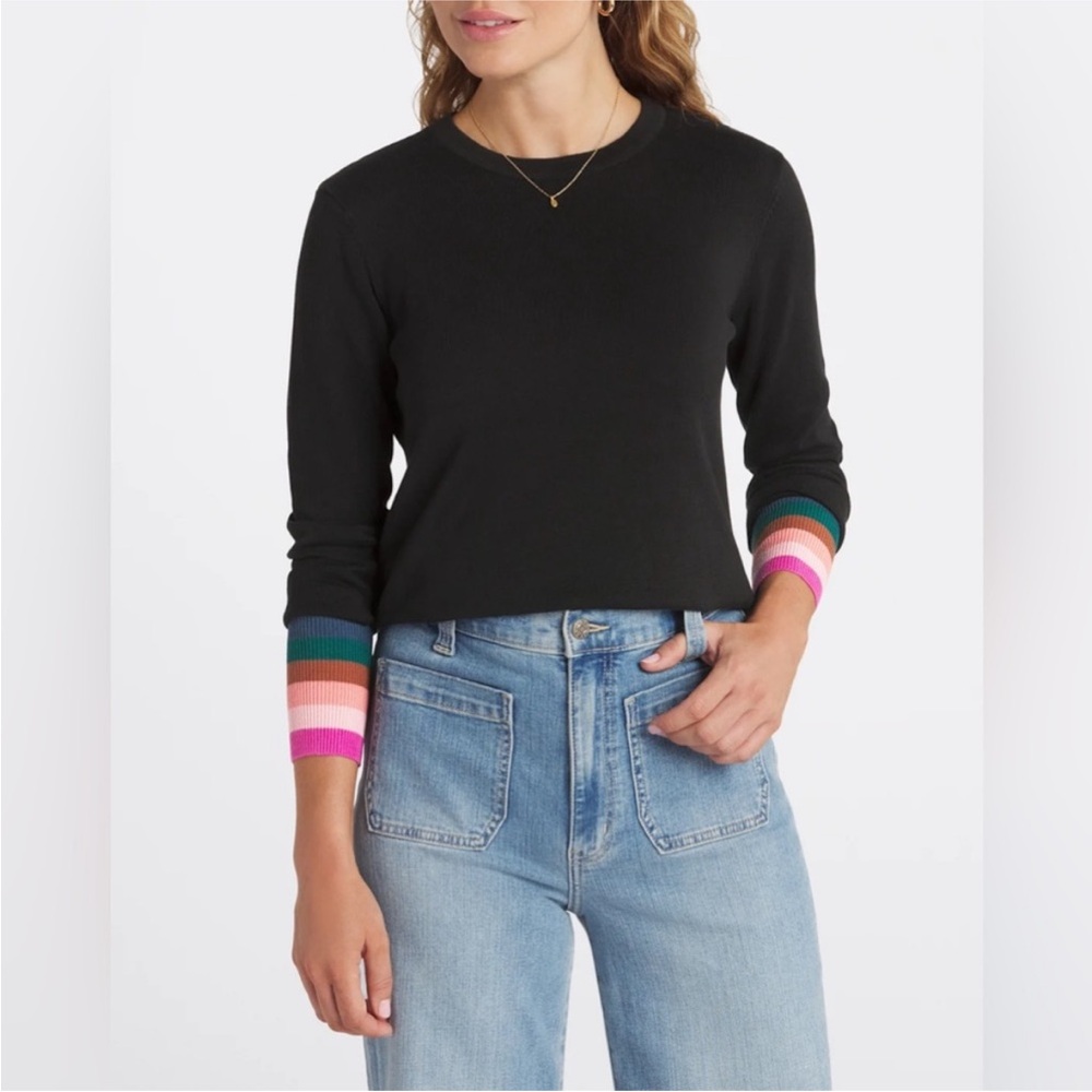 Sugarhill Brighton Rita Crewneck Sweater With Striped Cuff